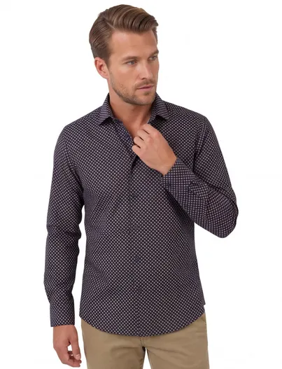 Olymp Olymp business overhemd extra slim fit blauw geprint katoen