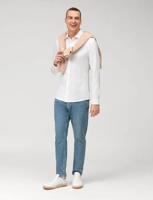 Olymp business overhemd super slim fit wit effen katoen