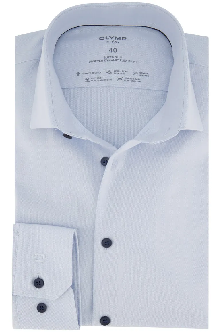 business overhemd Olymp No. 6 lichtblauw effen katoen super slim fit