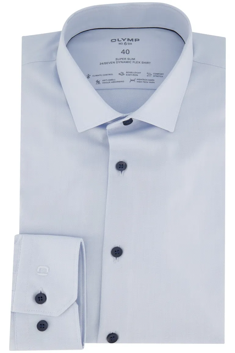 business overhemd Olymp No. 6 lichtblauw effen katoen super slim fit
