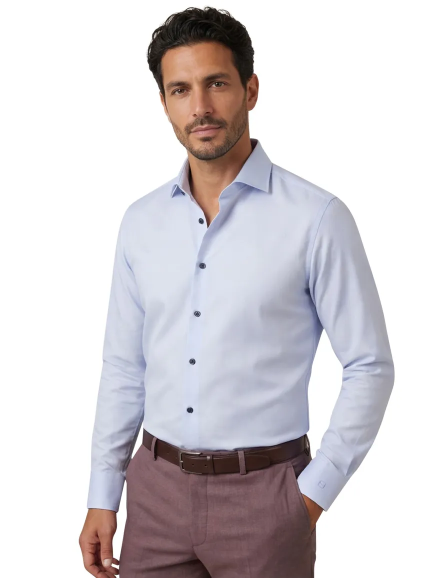 business overhemd Olymp No. 6 lichtblauw effen katoen super slim fit