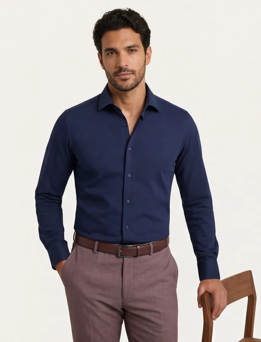 Business overhemd Luxor Olymp Modern Fit donkerblauw effen katoen normale fit