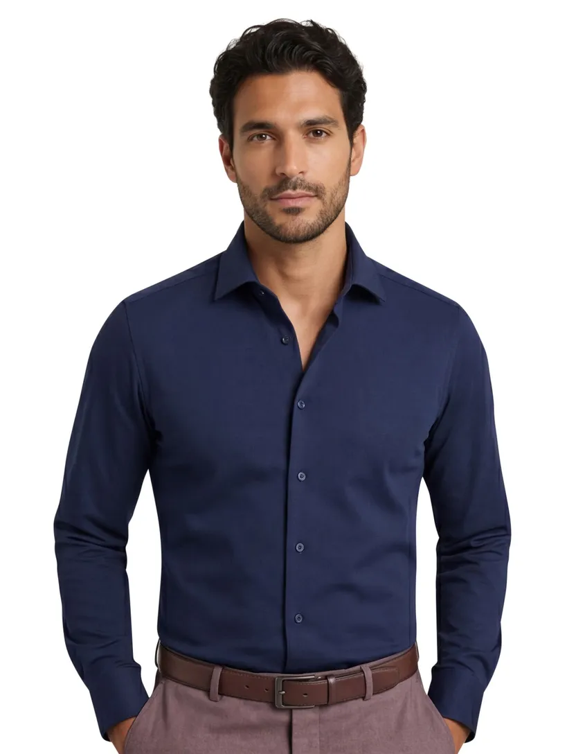 Business overhemd Luxor Olymp Modern Fit donkerblauw effen katoen normale fit