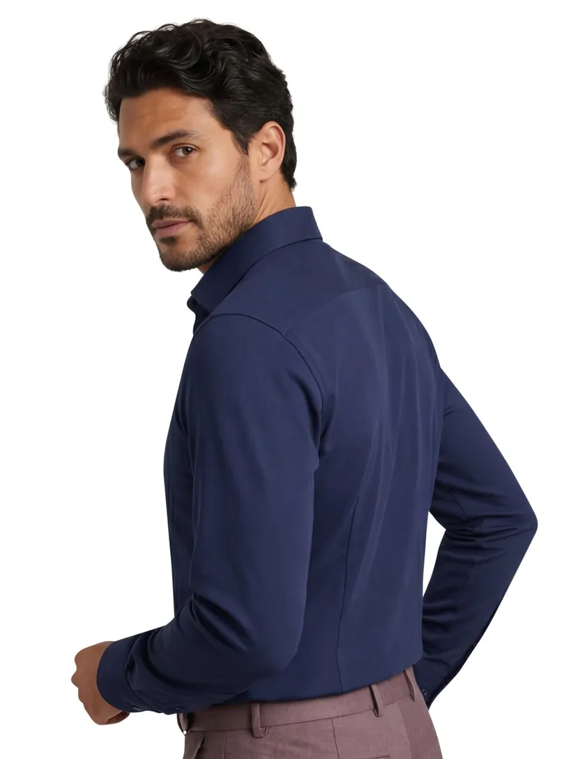 Business overhemd Luxor Olymp Modern Fit donkerblauw effen katoen normale fit