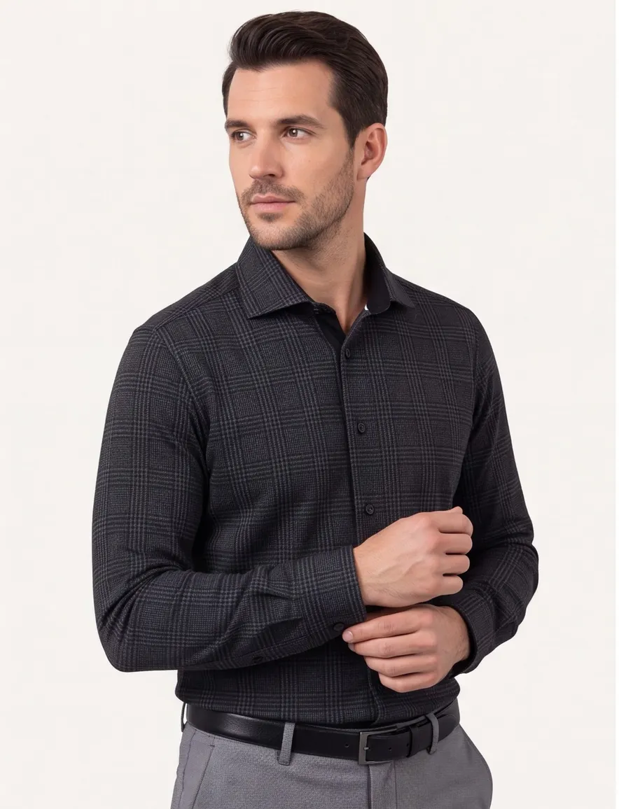 Olymp business overhemd Level Five extra slim fit grijs geruit katoen