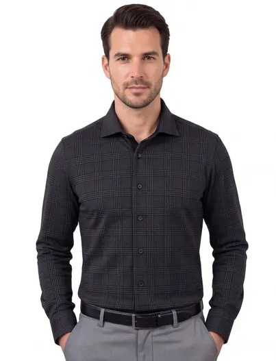 Olymp Olymp business overhemd Level Five extra slim fit grijs geruit katoen