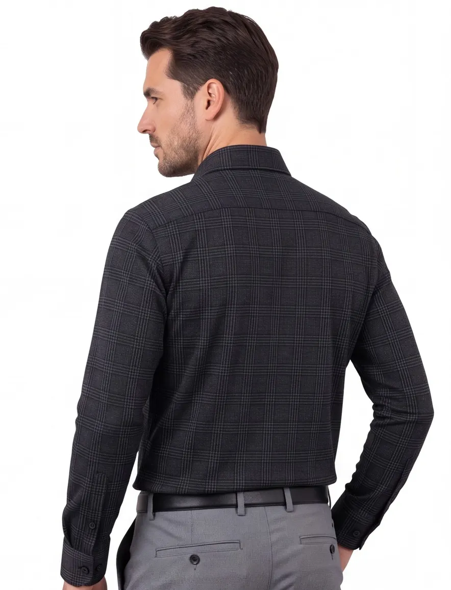 Olymp business overhemd Level Five extra slim fit grijs geruit katoen