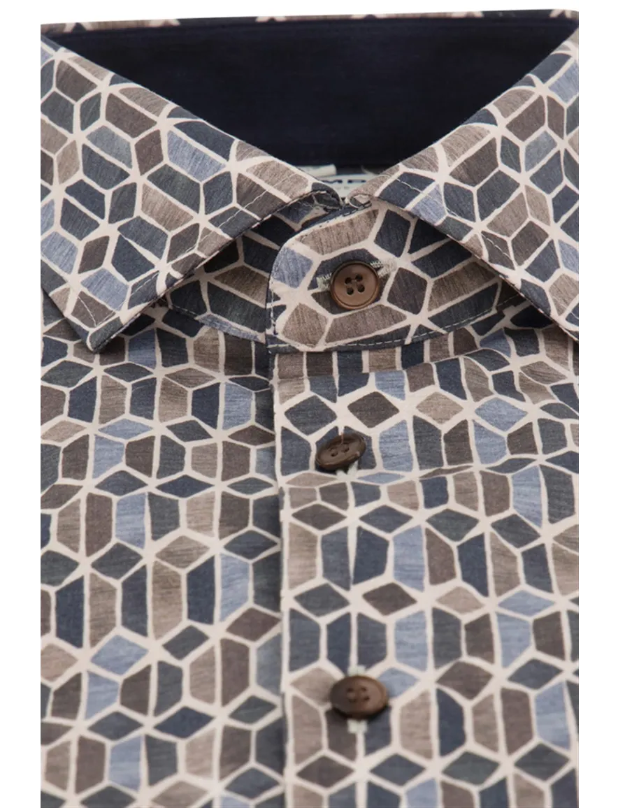 Olymp business overhemd slim fit donkerblauw geprint katoen