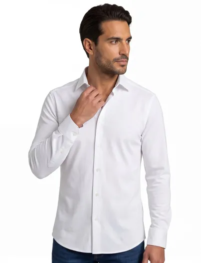 Olymp Olymp overhemd mouwlengte 7 No. 6 super slim fit wit effen katoen