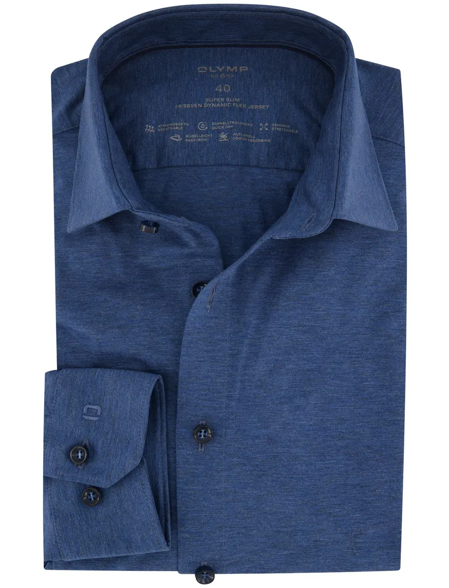 Olymp 24/Seven No. 6 super slim overhemd mouwlengte 7 blauw