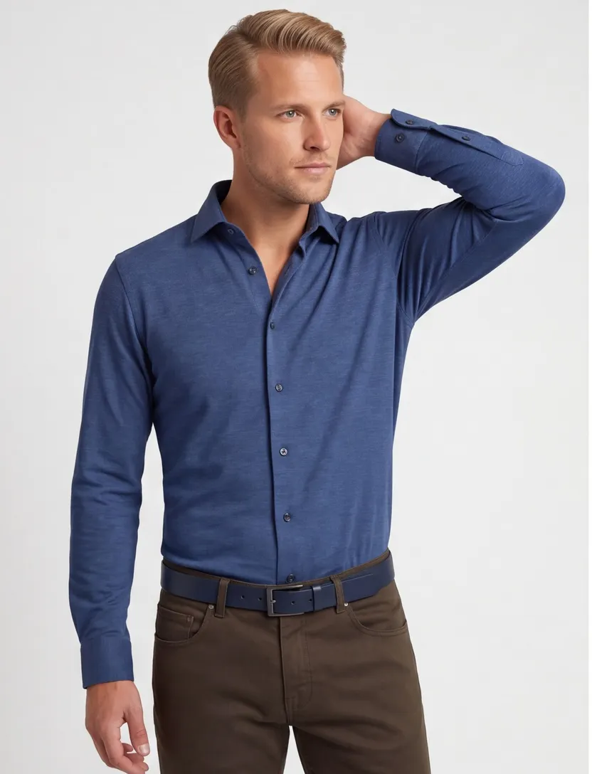 Olymp No. 6 super slim overhemd blauw mouwlengte 7