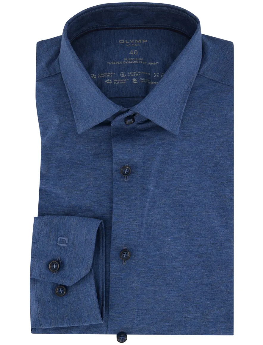 Olymp 24/Seven No. 6 super slim overhemd mouwlengte 7 blauw