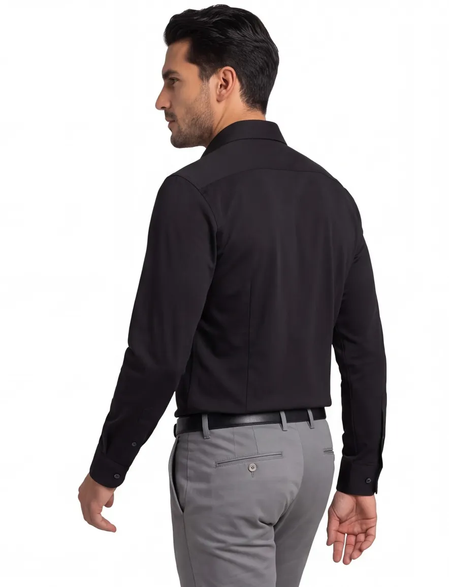Olymp overhemd mouwlengte 7 No. 6 super slim fit zwart effen katoen