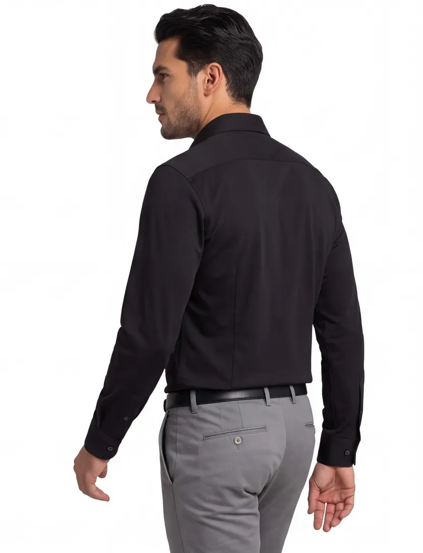 Olymp overhemd mouwlengte 7 No. 6 zwart effen katoen super slim fit