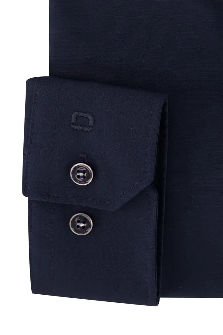 Olymp overhemd mouwlengte 7 donkerblauw effen katoen slim fit
