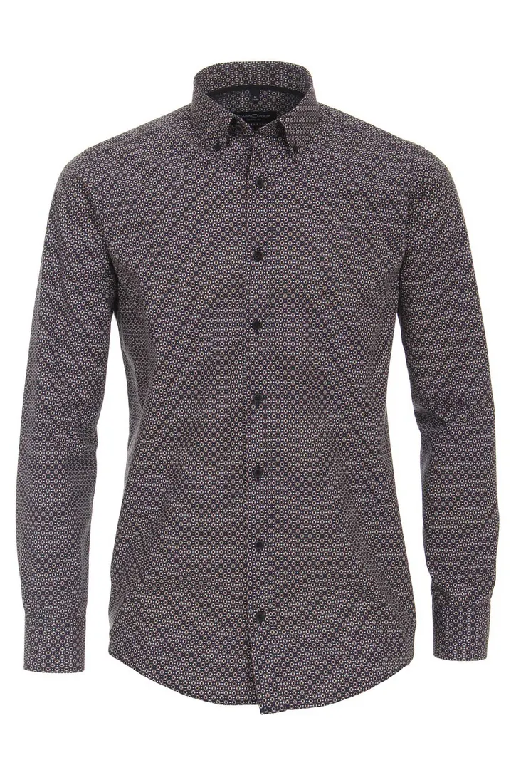 Casa Moda casual overhemd ml7 navy met print katoen wijde fit