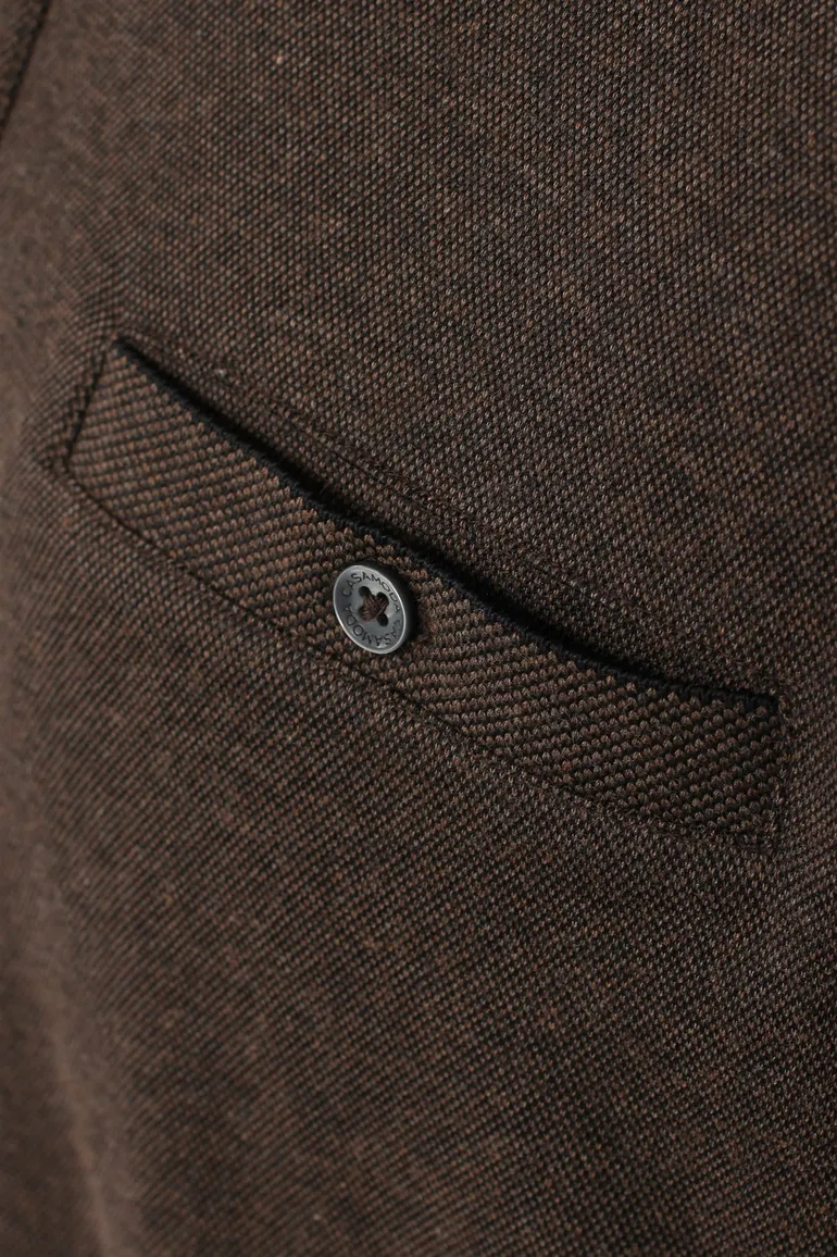 Bruin Casa Moda polo wijde fit gemêleerd katoen