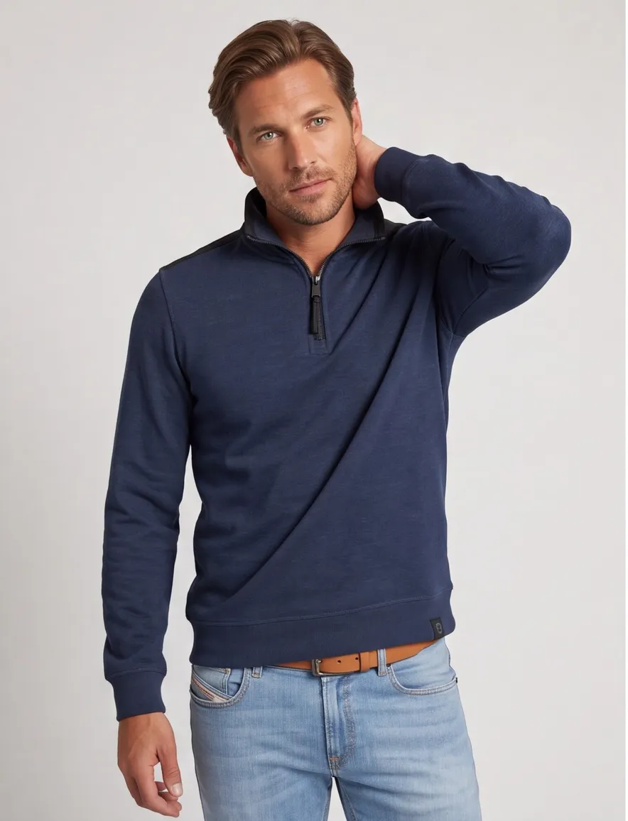 Casa Moda trui met rits blauw