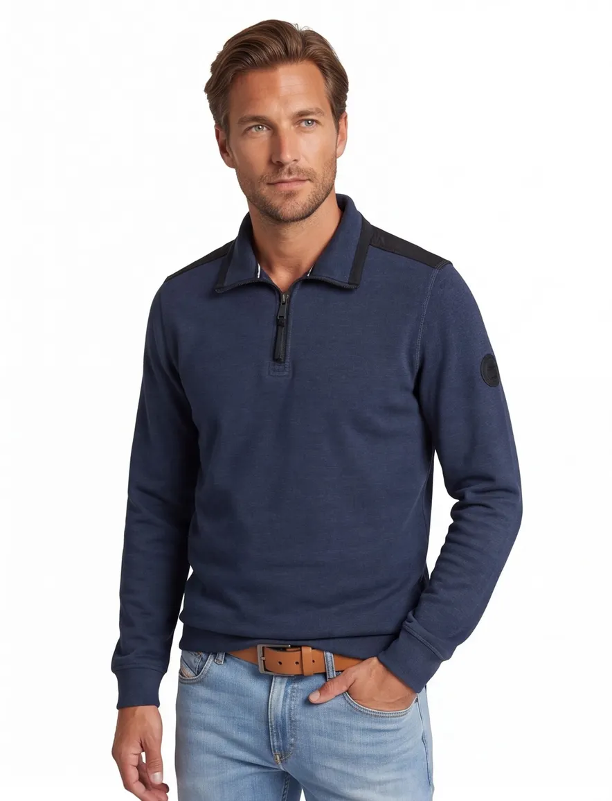 Casa Moda trui met rits blauw
