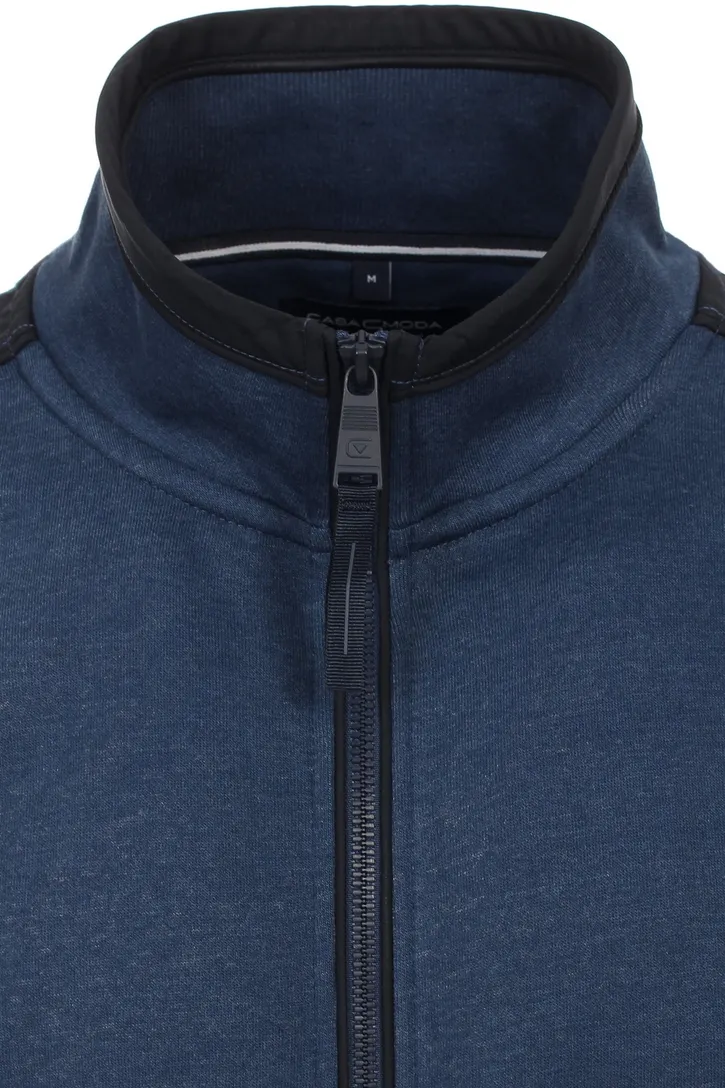 Casa Moda vest donkerblauw effen katoen rits