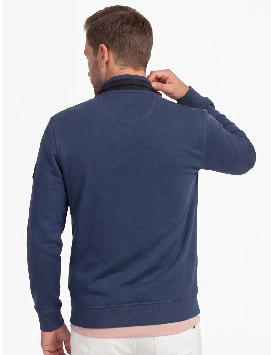 Casa Moda vest donkerblauw rits effen katoen