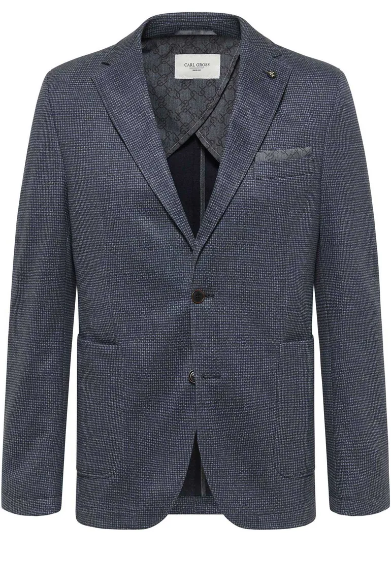 Carl Gross colbert donkerblauw geruit normale fit