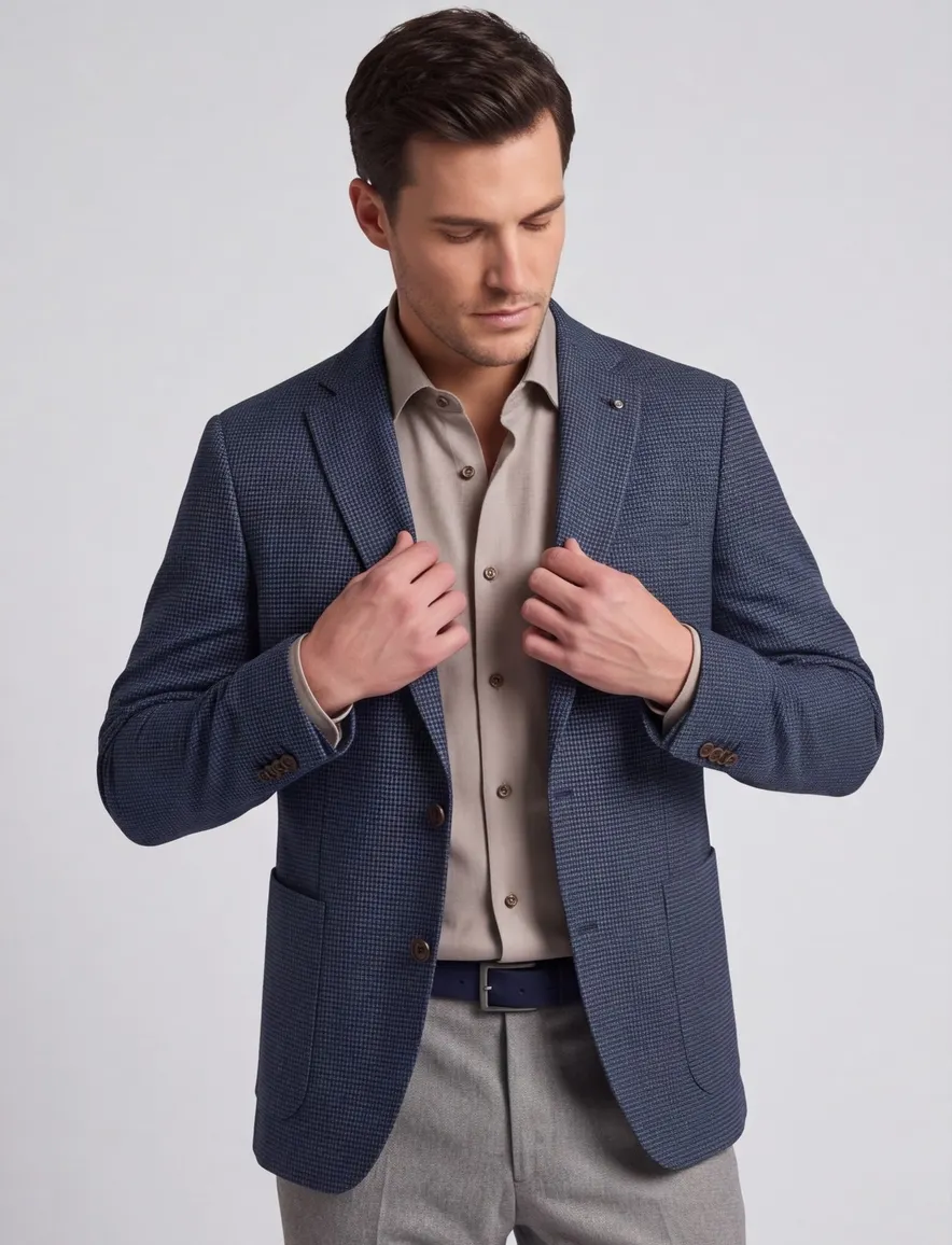 colbert Carl Gross normale fit donkerblauw geruit