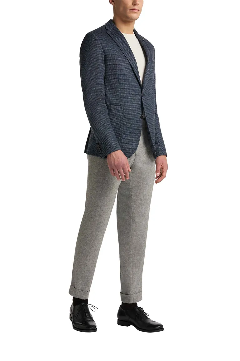 Carl Gross colbert donkerblauw geruit normale fit