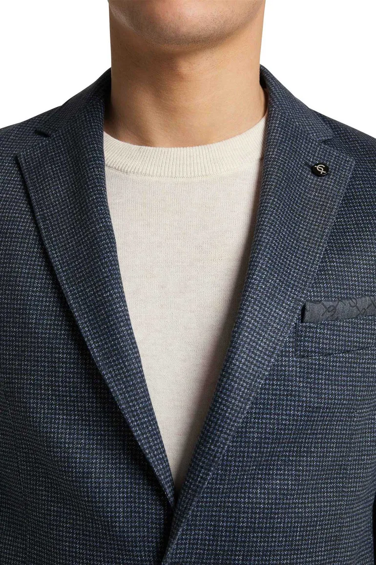 Carl Gross colbert donkerblauw geruit normale fit