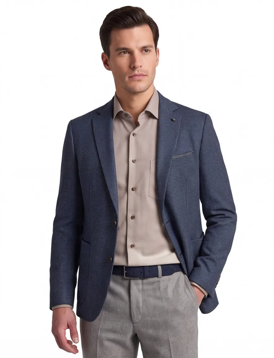 colbert Carl Gross normale fit donkerblauw geruit