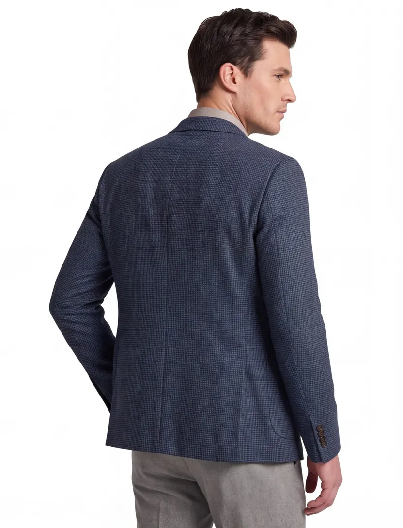 Carl Gross colbert normale fit donkerblauw geruit