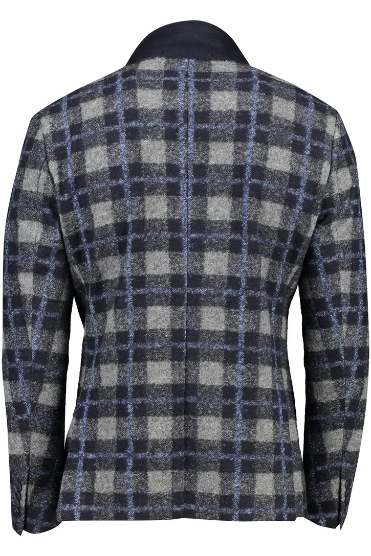 Roy Robson colbert slim fit blauw geruit