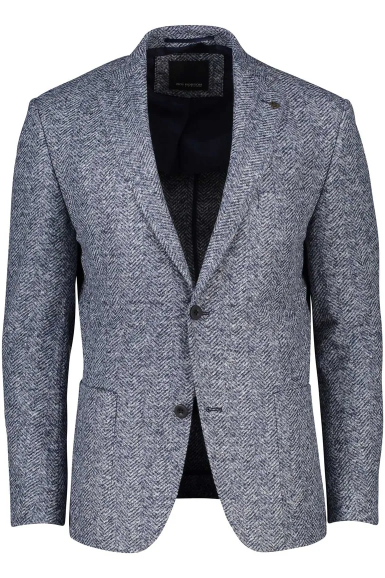 Roy Robson colbert blauw gemêleerde normale fit