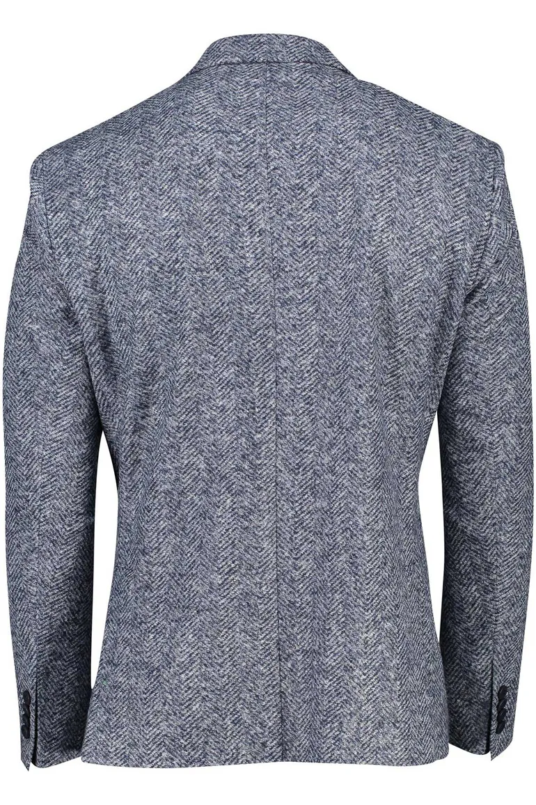 Roy Robson colbert blauw gemêleerde normale fit