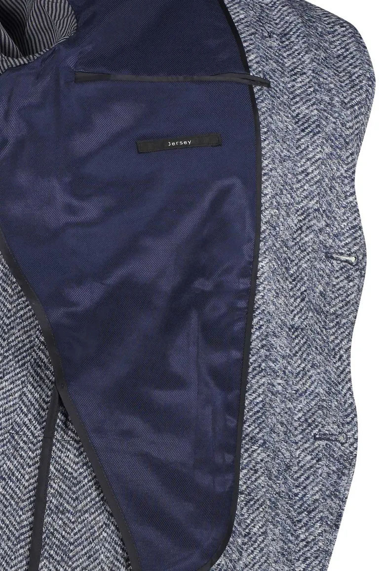 Roy Robson colbert blauw gemêleerde normale fit