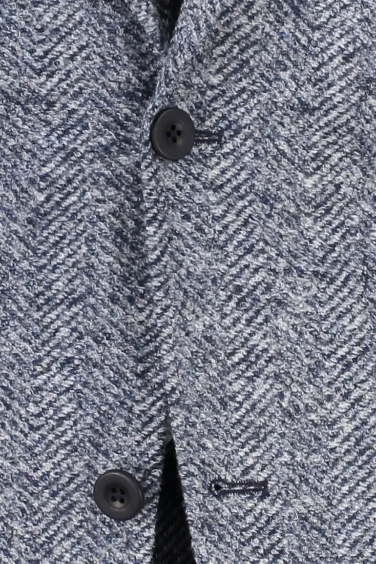 Roy Robson colbert blauw gemêleerde normale fit