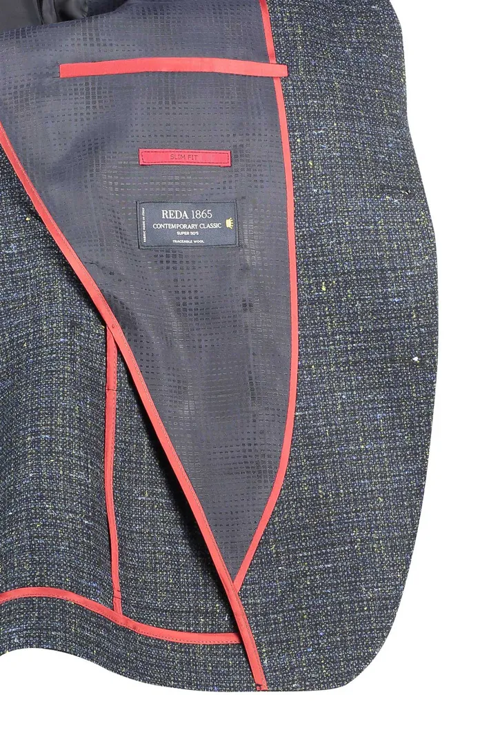 Roy Robson colbert wol slim fit groen gemêleerd