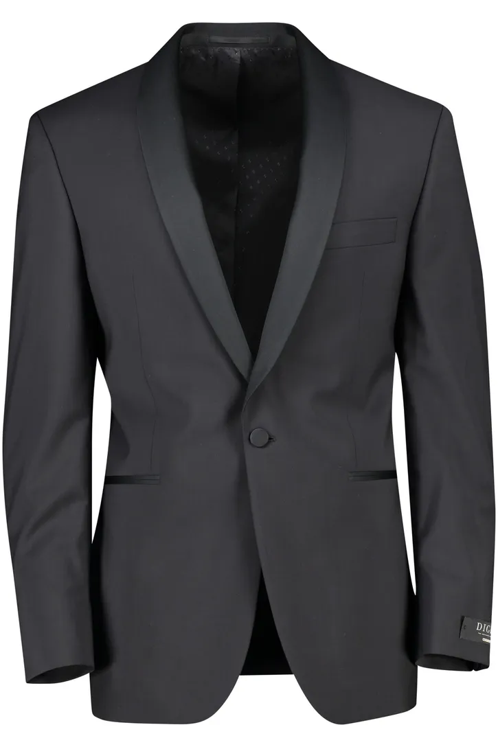 Digel smoking colbert mix en match wol normale fit zwart effen