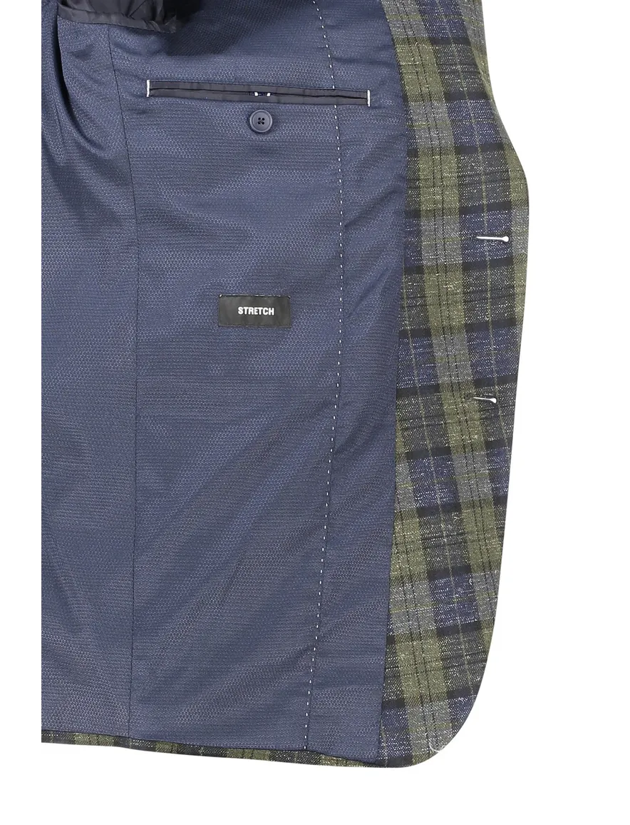 Digel colbert blauw geruit normale fit