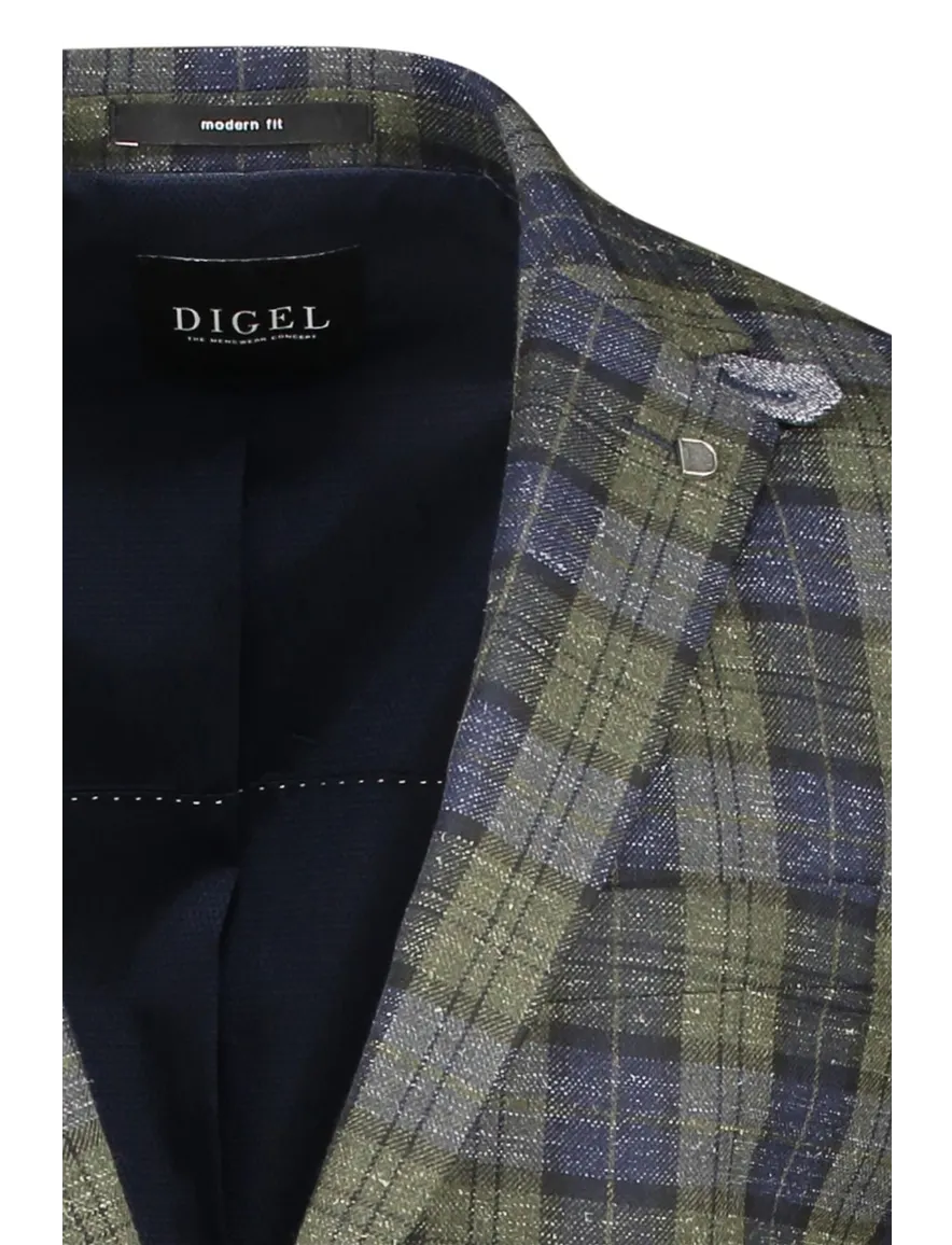 Digel colbert blauw geruit normale fit