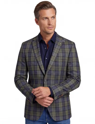 Digel Digel colbert blauw geruit normale fit