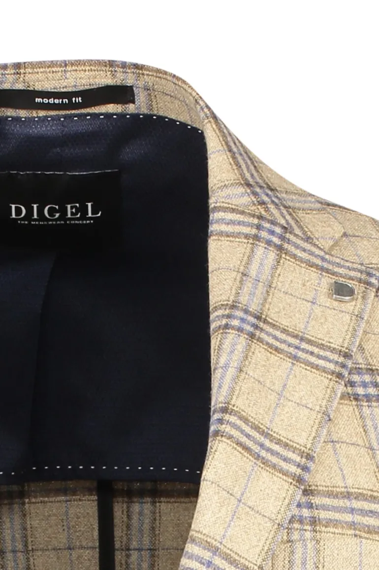 colbert Digel wol normale fit beige geruit