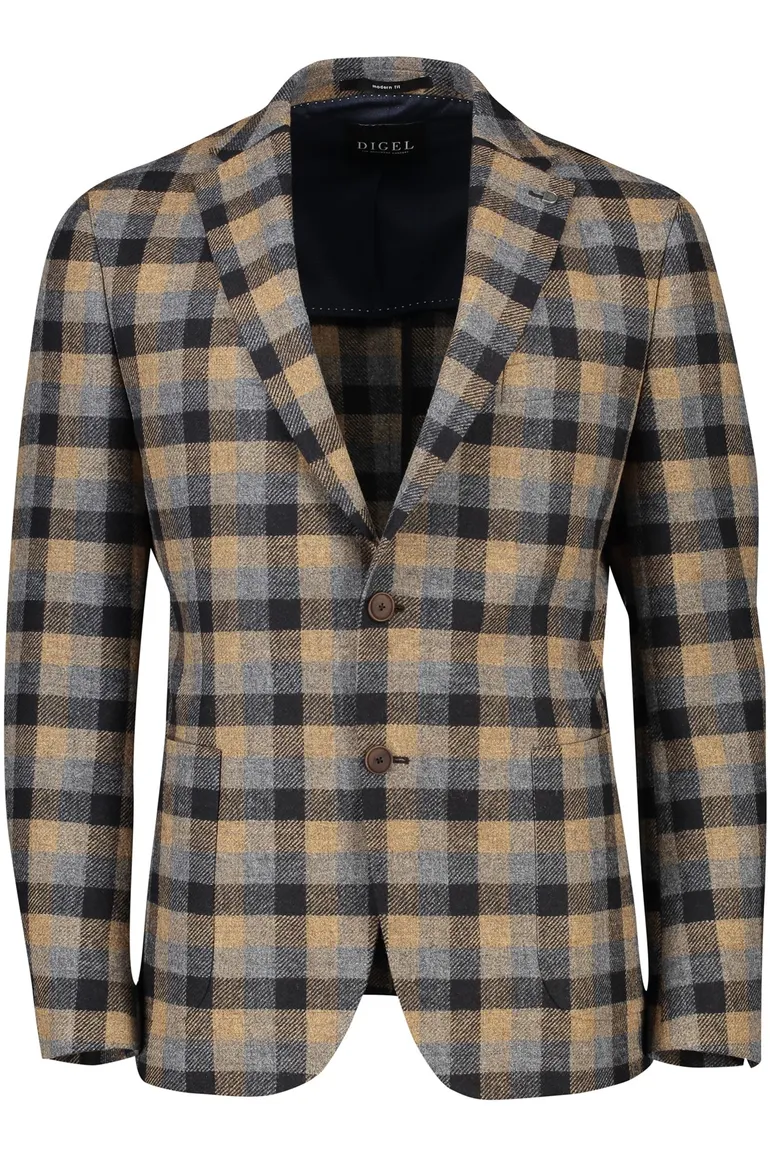 colbert Digel wol normale fit beige geruit