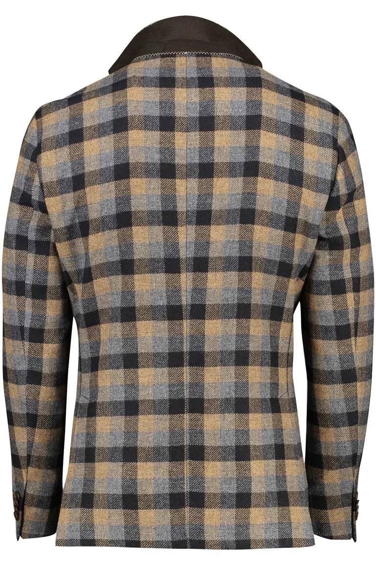 colbert Digel wol normale fit beige geruit