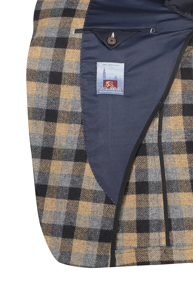 colbert Digel wol normale fit beige geruit