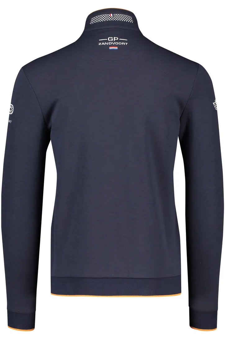 Portofino vest donkerblauw geprint katoen opstaande kraag