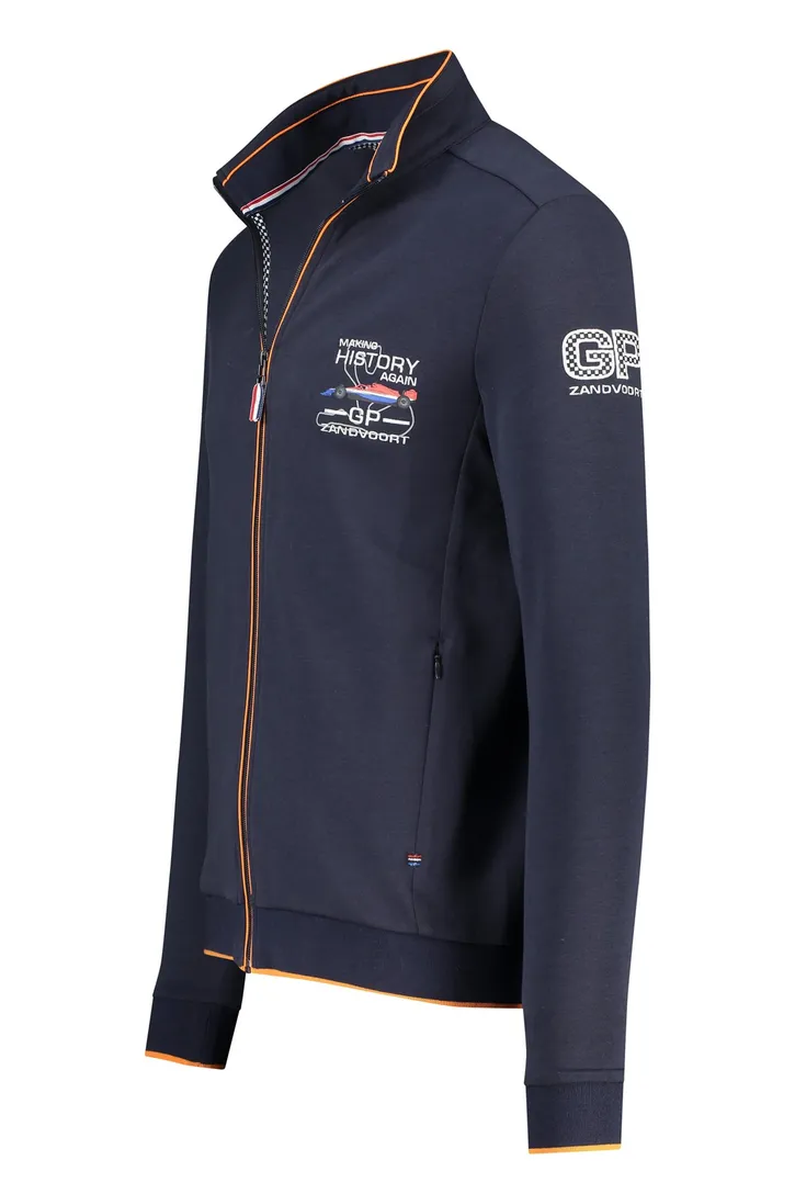 Portofino vest donkerblauw geprint katoen opstaande kraag