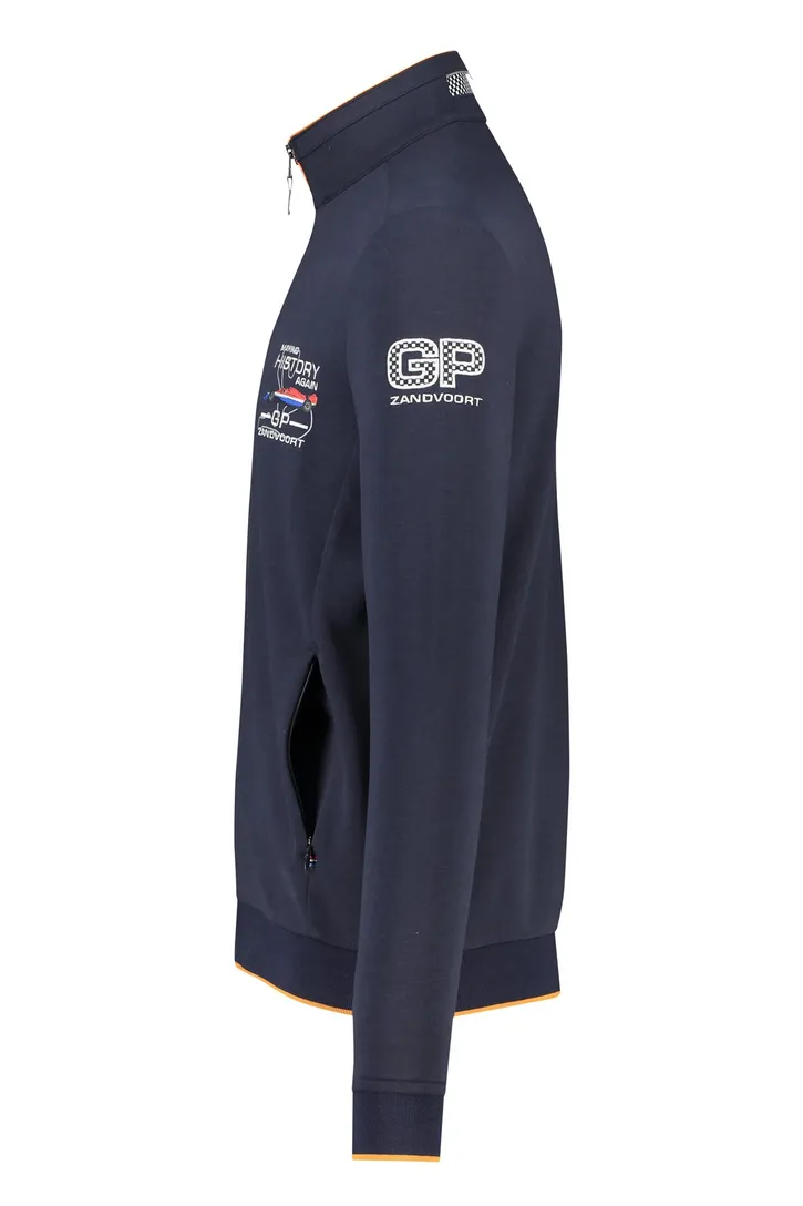 Portofino vest donkerblauw geprint katoen opstaande kraag