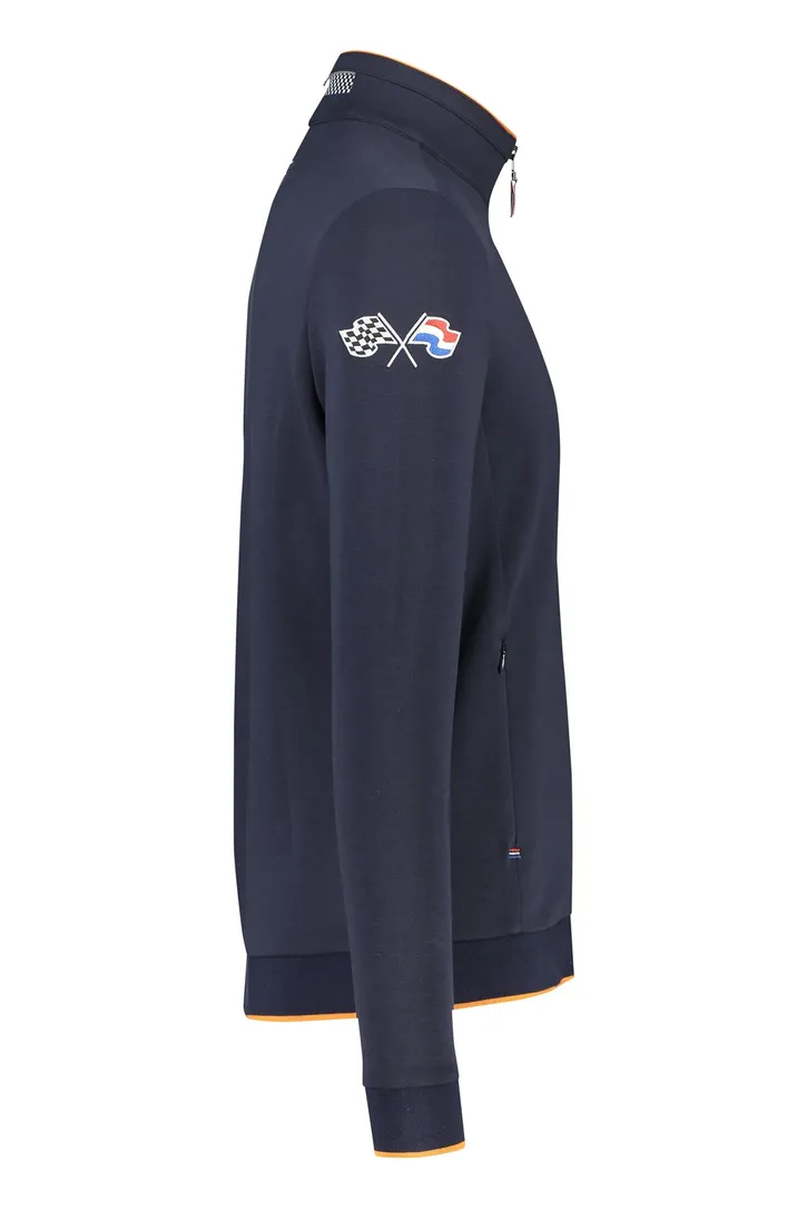 Portofino vest donkerblauw geprint katoen opstaande kraag
