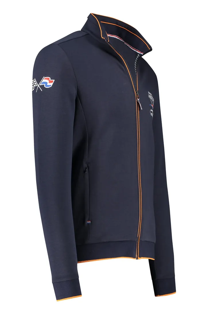 Portofino vest donkerblauw geprint katoen opstaande kraag